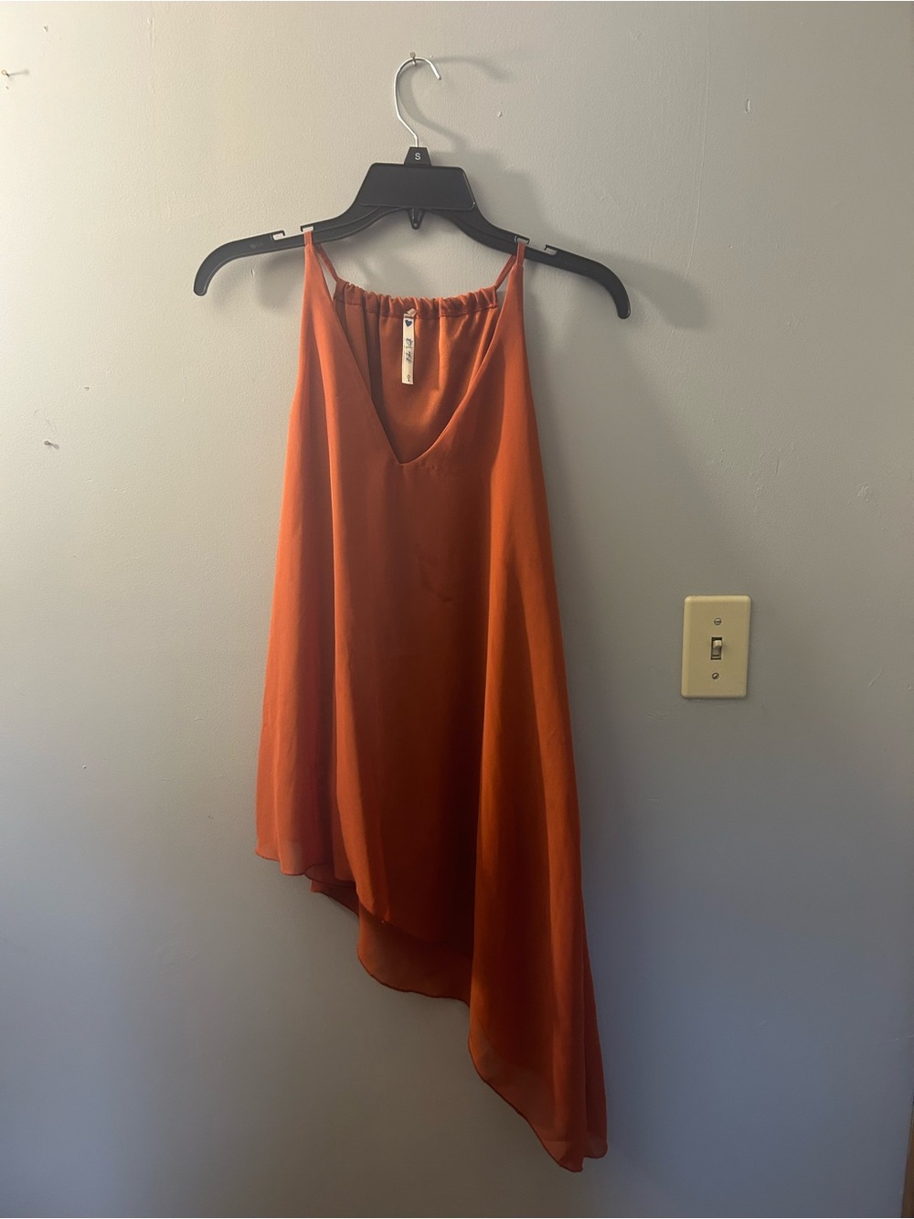 Asymmetric Orange Sleeveless Tunic Top